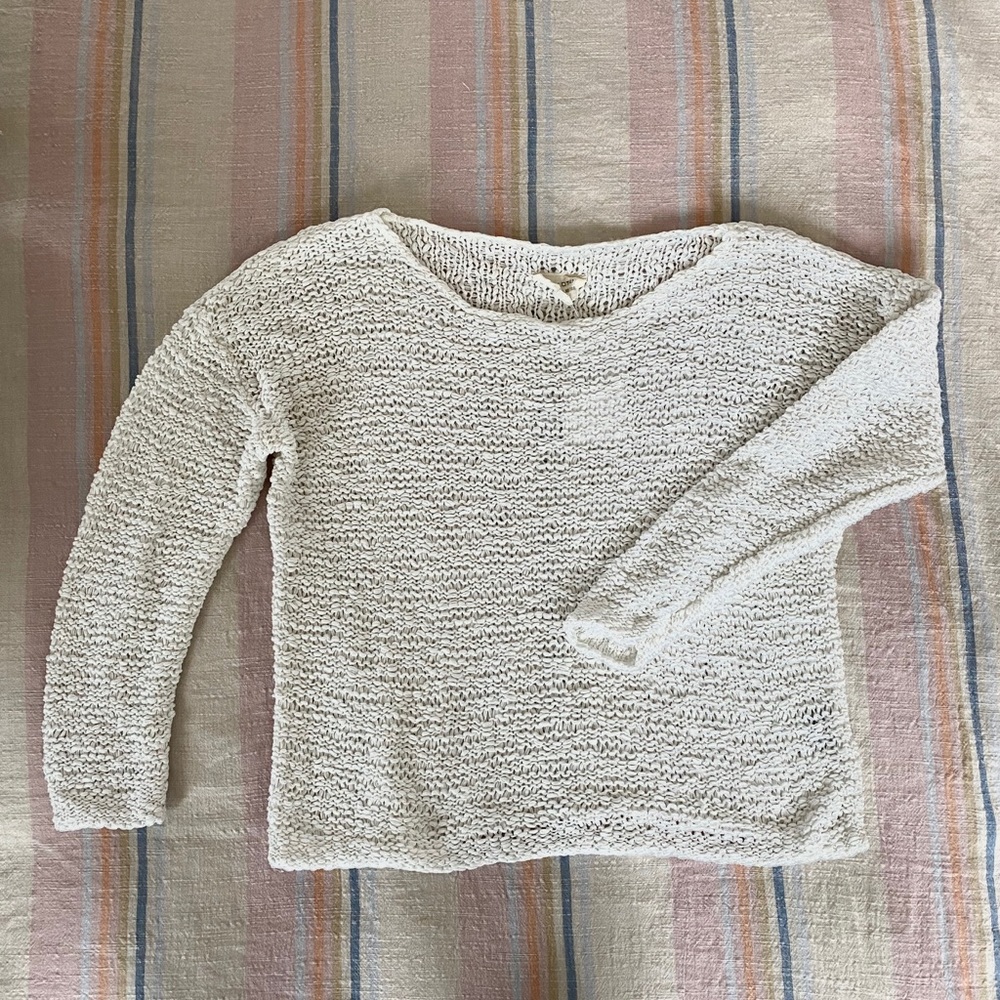 Nili Lotan white cotton boxy crop sweater xs s m